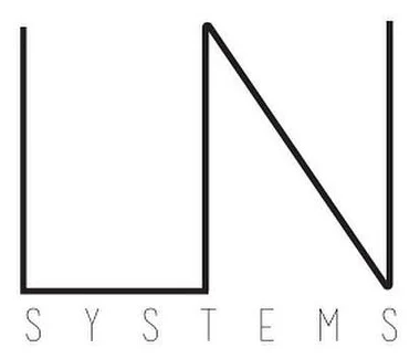 Early UNS logo direction: thin-line U and N letterforms above the word Systems