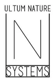 Early UNS logo direction: an N framed inside a tall box with Ultum Nature above and Systems below